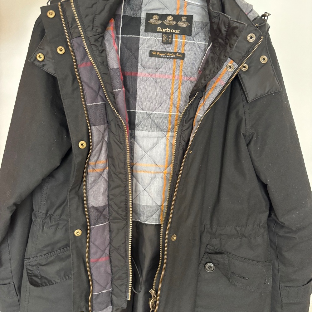Barbour quilted jacket with inside vest. Size 10